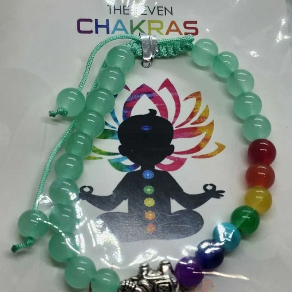 Brand New   The Seven Chakras  with Elephant Bracelet